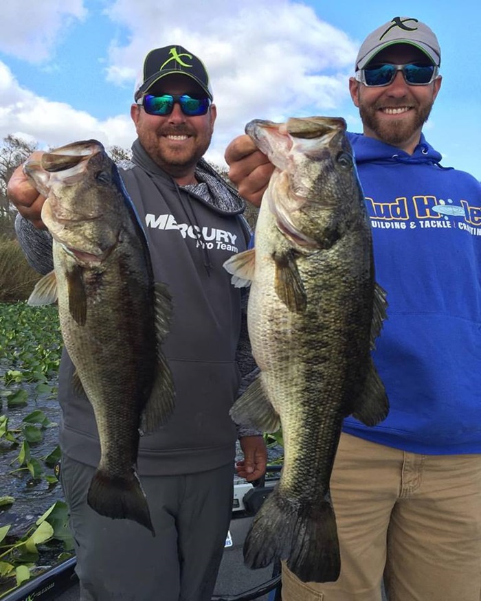 MHX Pros John Cox and Brandon Lester with a couple big bass they caught on MHX blanks.